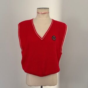 Elegant Red V-Neck Sweater Vest